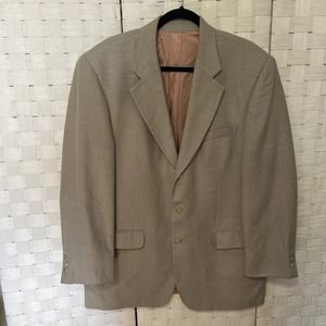 Bachrach Silk Wool Linen Blazer Sport Coat Business‎ Casual Tan Size 42L